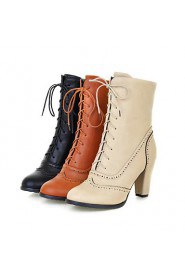 Women's Shoes Round Toe Chunky Heel Ankle Boots wiht Lace-up More Colors available