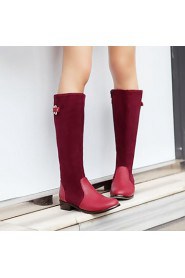 Flocking Women's Chunky Heel Knee High Boots(More Colors)