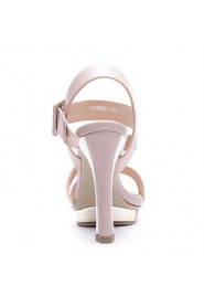 Women's Elegant Chunky Heel Leather Sandals(almond) - 342818032