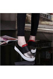 Women's Shoes Leatherette Platform Comfort Loafers Outdoor / Casual Black / White / Gray