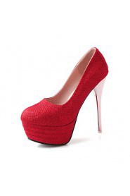 Women's Shoes Stiletto Heel Heels / Platform / Round Toe Heels Party & Evening / Dress Red / Silver / Gold