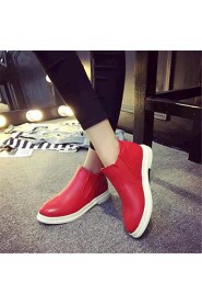 Women's Shoes Leatherette Flat Heel Fashion Boots Boots Outdoor / Casual Black / Red / White