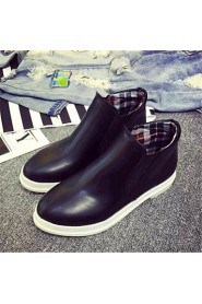 Women's Shoes Leatherette Flat Heel Fashion Boots Boots Outdoor / Casual Black / Red / White