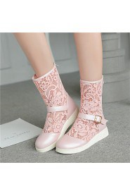 Women's Shoes Flat Heel Fashion Boots / Novelty / Round Toe / Closed Toe Boots Outdoor / Dress / CasualBlack / Pink /