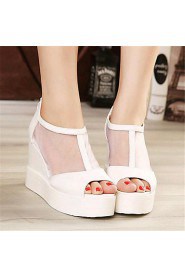 Women's Shoes Leatherette Wedge Heel Wedges / Heels Heels Outdoor / Casual Black / White