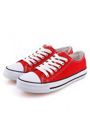 Women's Shoes Canvas Flat Heel Round Toe Fashion Sneakers Casual Black / Red / White / Navy