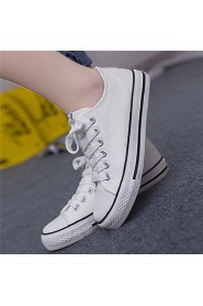 Women's Shoes Canvas Flat Heel Round Toe Fashion Sneakers Casual Black / Red / White / Navy