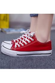 Women's Shoes Canvas Flat Heel Round Toe Fashion Sneakers Casual Black / Red / White / Navy