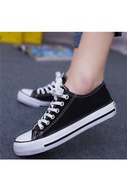 Women's Shoes Canvas Flat Heel Round Toe Fashion Sneakers Casual Black / Red / White / Navy