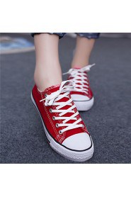 Women's Shoes Canvas Flat Heel Round Toe Fashion Sneakers Casual Black / Red / White / Navy