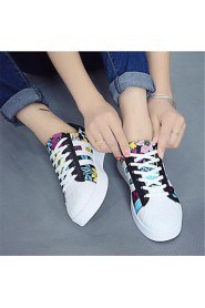 Women's Shoes Leatherette Platform Comfort Fashion Sneakers Outdoor / Casual Black / White