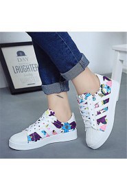 Women's Shoes Leatherette Platform Comfort Fashion Sneakers Outdoor / Casual Black / White