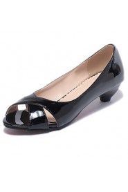 Women's Shoes Patent Leather Low Heel Heels / Peep Toe Heels Dress Black / Blue / Pink / White