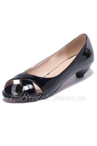 Women's Shoes Patent Leather Low Heel Heels / Peep Toe Heels Dress Black / Blue / Pink / White