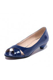 Women's Shoes Patent Leather Low Heel Heels / Peep Toe Heels Dress Black / Blue / Pink / White