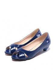 Women's Shoes Patent Leather Low Heel Heels / Peep Toe Heels Dress Black / Blue / Pink / White