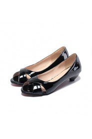 Women's Shoes Patent Leather Low Heel Heels / Peep Toe Heels Dress Black / Blue / Pink / White