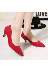 Women's Shoes Fleece Low Heel Heels Heels Outdoor / Casual Black / Red