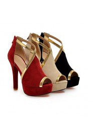 Women's Shoes Leatherette Stiletto Heel Heels / Peep Toe Sandals / Heels Party & Evening / Casual Black / Red / Beige