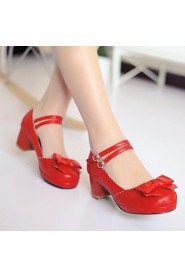 Women's Shoes Round Toe Chunky Heel Pumps with Bowknot Shoes More Colors available