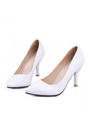 Women's Shoes Patent Leather Stiletto Heel Heels / Pointed Toe Heels Office & Career / Dress / Casual Black / White