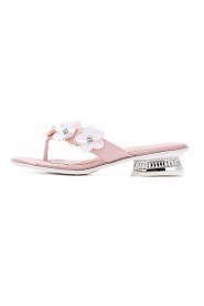 Women's Shoes Patent Leather Flat Heel Flip Flops / Slippers Flip-Flops Wedding / Party & Evening / Dress Pink / White