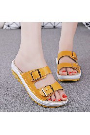 Women's Shoes Calf Hair Platform Platform / Creepers Slippers Outdoor / Office & Career / Casual Black / Blue / Yellow