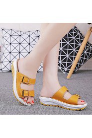 Women's Shoes Calf Hair Platform Platform / Creepers Slippers Outdoor / Office & Career / Casual Black / Blue / Yellow