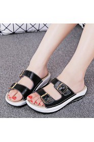 Women's Shoes Calf Hair Platform Platform / Creepers Slippers Outdoor / Office & Career / Casual Black / Blue / Yellow