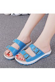 Women's Shoes Calf Hair Platform Platform / Creepers Slippers Outdoor / Office & Career / Casual Black / Blue / Yellow