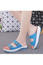 Women's Shoes Calf Hair Platform Platform / Creepers Slippers Outdoor / Office & Career / Casual Black / Blue / Yellow