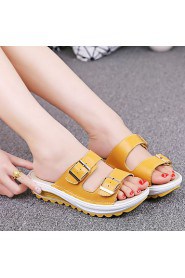 Women's Shoes Calf Hair Platform Platform / Creepers Slippers Outdoor / Office & Career / Casual Black / Blue / Yellow