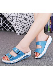 Women's Shoes Calf Hair Platform Platform / Creepers Slippers Outdoor / Office & Career / Casual Black / Blue / Yellow