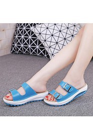 Women's Shoes Calf Hair Platform Platform / Creepers Slippers Outdoor / Office & Career / Casual Black / Blue / Yellow