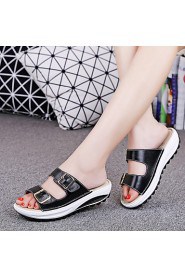 Women's Shoes Calf Hair Platform Platform / Creepers Slippers Outdoor / Office & Career / Casual Black / Blue / Yellow