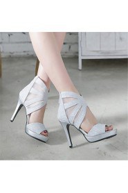 Women's Shoes Customized Materials Stiletto Heel Heels Sandals Wedding / Party & Evening / Dress / Casual Black