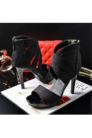 Women's Shoes Customized Materials Stiletto Heel Heels Sandals Wedding / Party & Evening / Dress / Casual Black