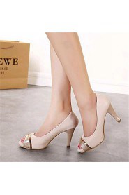 Women's Shoes Leatherette Stiletto Heel Heels / Peep Toe Heels Wedding / Party & Evening Almond