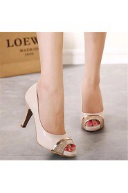 Women's Shoes Leatherette Stiletto Heel Heels / Peep Toe Heels Wedding / Party & Evening Almond