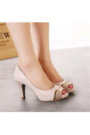 Women's Shoes Leatherette Stiletto Heel Heels / Peep Toe Heels Wedding / Party & Evening Almond