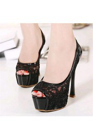 Women's Shoes Leatherette Stiletto Heel Heels / Peep Toe Heels Wedding / Party & Evening Black / Pink / Almond