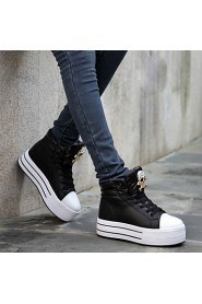 Women's Shoes Leatherette Flat Heel Comfort Fashion Sneakers Outdoor / Casual / Athletic Black / Red / White