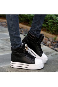 Women's Shoes Leatherette Flat Heel Comfort Fashion Sneakers Outdoor / Casual / Athletic Black / Red / White