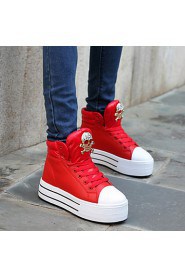 Women's Shoes Leatherette Flat Heel Comfort Fashion Sneakers Outdoor / Casual / Athletic Black / Red / White