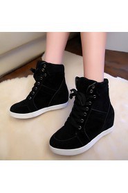 Women's Shoes Fabric Wedge Heel Comfort Round Toe Fashion Sneakers Casual Black / Red