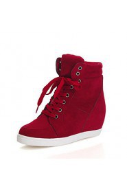 Women's Shoes Fabric Wedge Heel Comfort Round Toe Fashion Sneakers Casual Black / Red