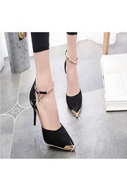 Women's Shoes Fleece Stiletto Heel Heels / Ankle Strap Heels Wedding / Party & Evening Black / Red / Gray