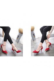 Women's Shoes Fleece Stiletto Heel Heels / Ankle Strap Heels Wedding / Party & Evening Black / Red / Gray