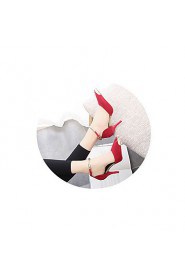 Women's Shoes Fleece Stiletto Heel Heels / Ankle Strap Heels Wedding / Party & Evening Black / Red / Gray