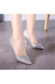 Women's Shoes Leatherette Stiletto Heel Heels Heels Wedding / Party & Evening Silver / Gold